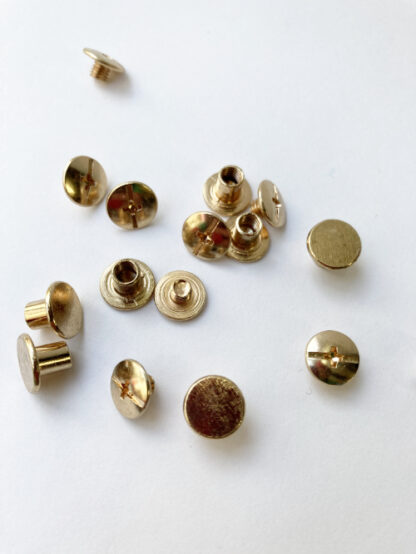 Gold coloured chicago screw Rivets. Pack of 8 pairs
