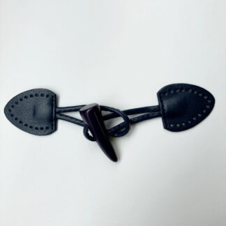 Navy Blue faux leather 100% polyester toggle duffle fastener