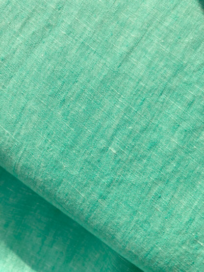 Jade Mint Green Chambray tumble washed lightweight soft and floppy 100% Linen