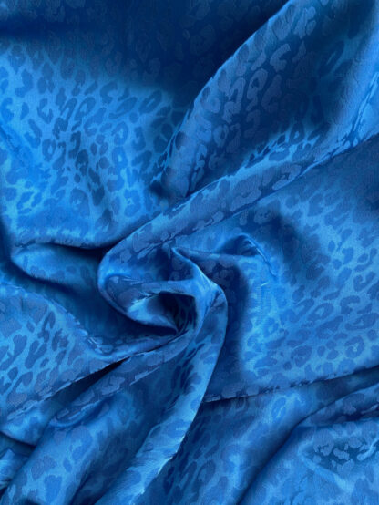 Royal Blue 98% Polyester 2% Elastane animal Jacquard Stretch Satin 10% stretch
