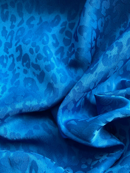 Royal Blue 98% Polyester 2% Elastane animal Jacquard Stretch Satin 10% stretch