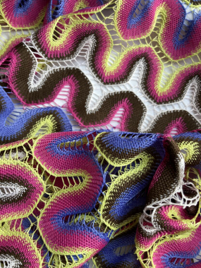 Fuchsia Pink, Hyacinth Blue, Chocolate Brown and Chartreuse Yellow 100% Polyester Crochet Mesh
