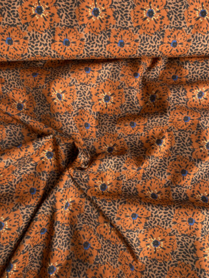 Terracotta and Burnt Orange geometric floral and animal print 100% Cotton Voile