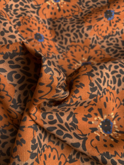 Terracotta and Burnt Orange geometric floral and animal print 100% Cotton Voile