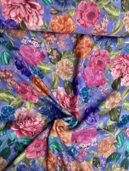 bright multicolour floral print viscose coupe fil