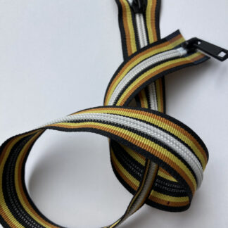 Ochre, Black and White stripe coil teeth windproof double ended zip