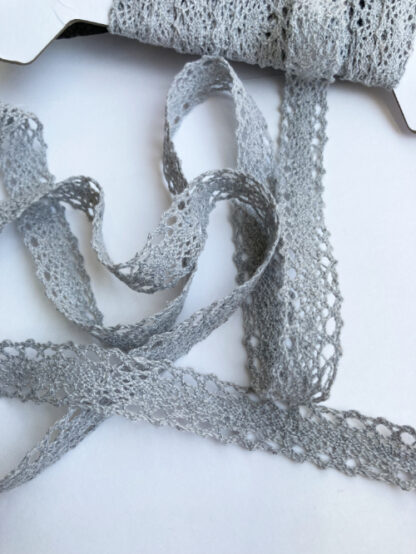 Light Grey ovals / eyelets 100% Cotton crochet insertion Lace