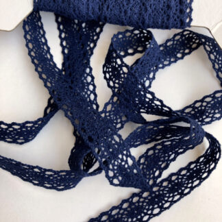 Navy Blue ovals / eyelets 100% Cotton crochet insertion Lace