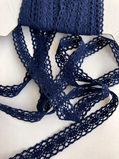 Navy Blue ovals / eyelets 100% Cotton crochet insertion Lace
