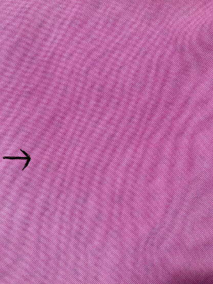 Candy Fuchsia Pink washed 100% Silk Piqué Crepe with very subtle geometric polka dot in 1m panels -arrow points to panel break