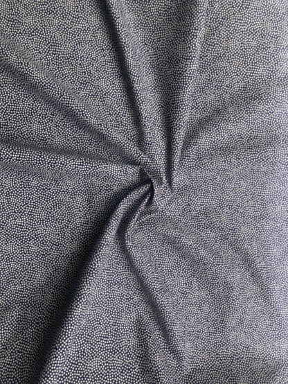 Dark Navy Blue and White Guinea fowl spotty print silky 100% Cotton Poplin from Riverside