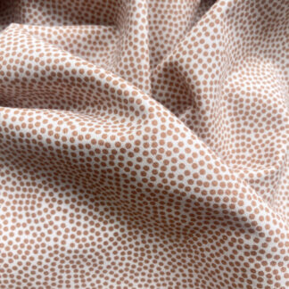 Terracotta Pink and White Guinea fowl spotty print silky 100% Cotton Poplin from Riverside 