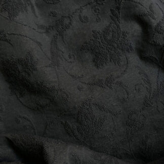 Black 52% Polyamide 44% Cotton 4% Elastane Rococo scroll design textured lightweight Jacquard suiting / shirting