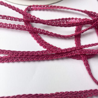 Fuchsia Pink figure of eight tiny gimp braid, 100% polyester