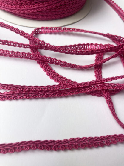 Fuchsia Pink figure of eight tiny gimp braid, 100% polyester