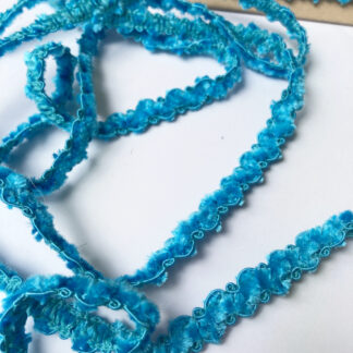 Azure Turquoise Blue Chenille Gimp Velvety Braid