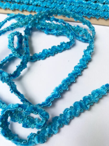 Azure Turquoise Blue Chenille Gimp Velvety Braid