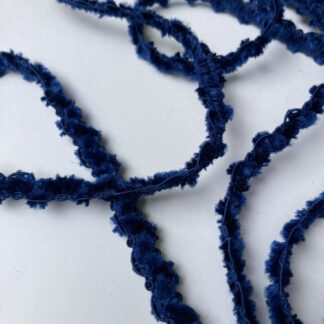 French Navy Blue Chenille Gimp Velvety Braid