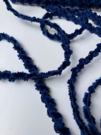 French Navy Blue Chenille Gimp Velvety Braid