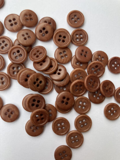 Tan Brown four hole corozo tagua nut wooden shirt button (vegetable ivory)