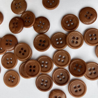 Tan Brown four hole corozo tagua nut wooden button with rim (vegetable ivory)