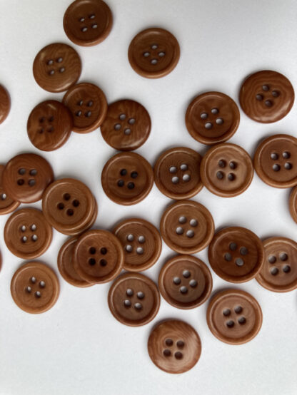 Tan Brown four hole corozo tagua nut wooden button with rim (vegetable ivory)
