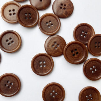 Tan Brown four hole corozo tagua nut wooden button with rim (vegetable ivory)