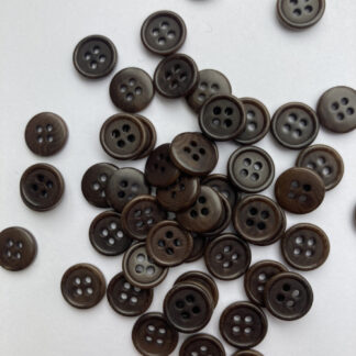 Dark Brown four hole corozo tagua nut wooden shirt button (vegetable ivory)