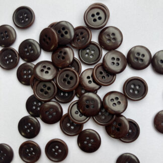 Dark Brown four hole corozo tagua nut wooden button with rim (vegetable ivory)