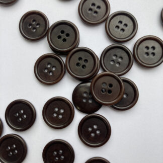 Dark Brown four hole corozo tagua nut wooden button with rim (vegetable ivory)