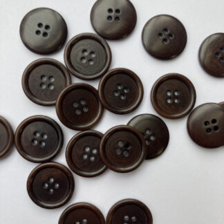 Dark Brown four hole corozo tagua nut wooden button with rim (vegetable ivory)