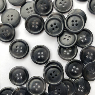 black / grey marbled 4 hole plastic button with rim