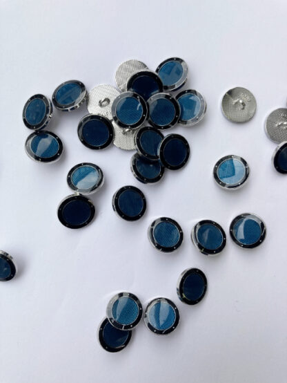 Teal and Black port light design enamelled metal shank button