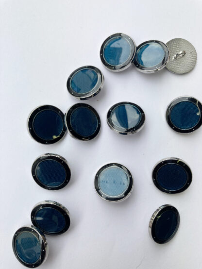 Teal and Black port light design enamelled metal shank button