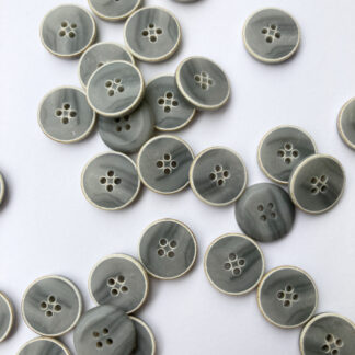 Light Grey marbled four hole matt plastic flat button