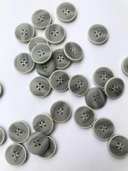 Light Grey marbled four hole matt plastic flat button