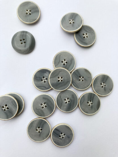 Light Grey marbled four hole matt plastic flat button