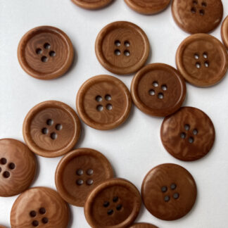 Tan Brown four hole corozo tagua nut wooden button with rim (vegetable ivory)