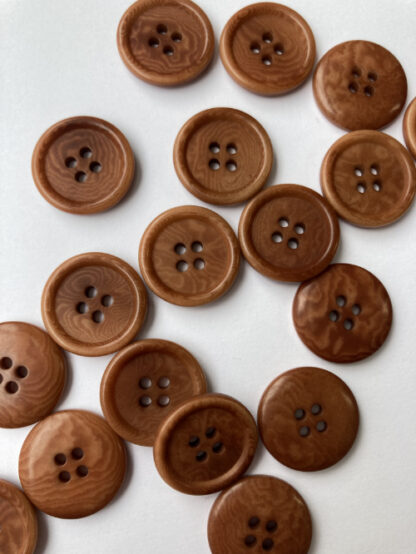 Tan Brown four hole corozo tagua nut wooden button with rim (vegetable ivory)