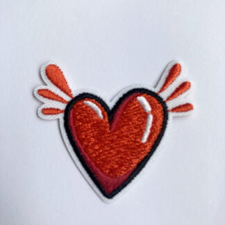 Red beating heart small iron on patch
