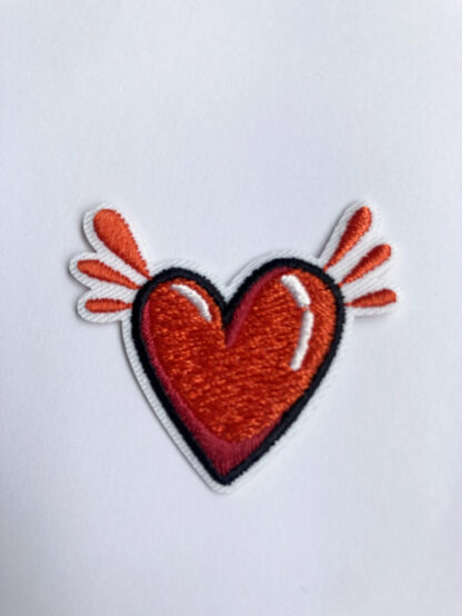 Red beating heart small iron on patch