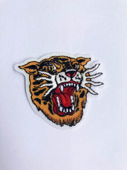 Orange and Black roaring tiger small iron on patch