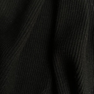 Black ribbed 95% Cotton 5% Elastane Tubular Cuffing / Ribbing