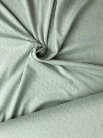 Mint Green melange Pointelle 100% Cotton Jersey