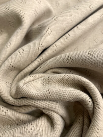 Oatmeal Beige melange Pointelle 100% Cotton Jersey