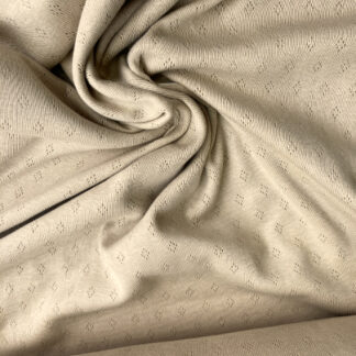 Oatmeal Beige melange Pointelle 100% Cotton Jersey