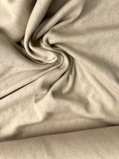 Oatmeal Beige melange Pointelle 100% Cotton Jersey