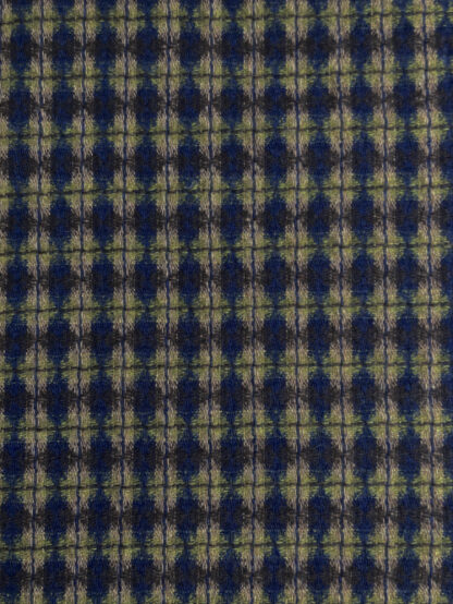 Navy Blue, Brown, Moss Green and Camel geo woven 55% Wool 30% Polyester 10% Polyamide 5% Other Fibres Lightweight Soft Tweed
