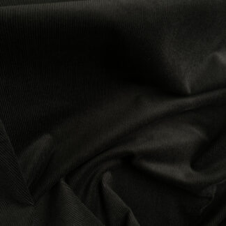 Black 99% Cotton 1% Elastane 16 Wale trousering weight needlecord Corduroy