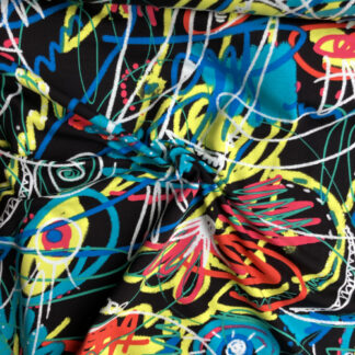 Black and Multicolour Basquiat Graffiti style digital print 95% Cotton 5% Elastane French Terry  medium weight Jersey